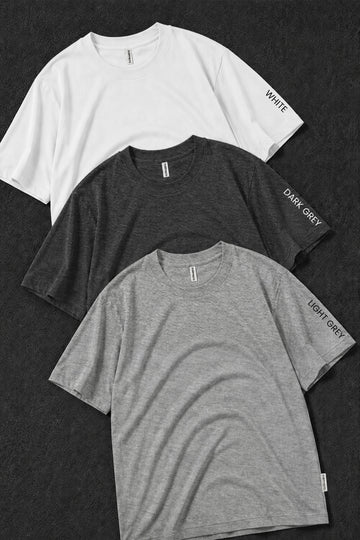 Pack 3 - Black, White & Light grey - Classic Crew