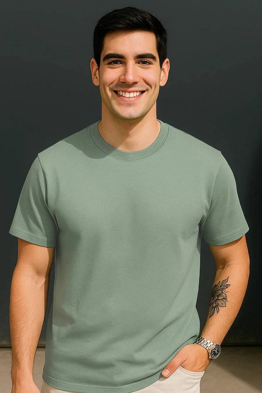 Classic Crew in Sage Green