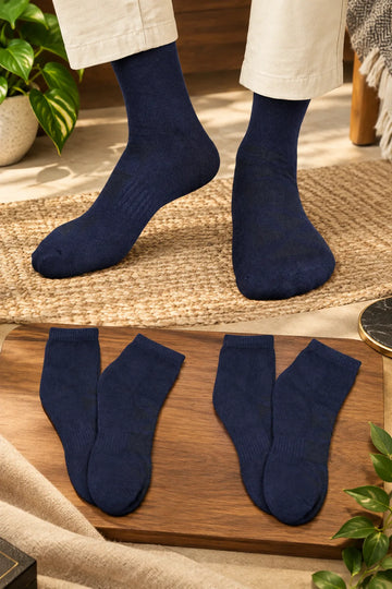 Men Bamboo Socks for |Ankle Length| Navy terry basic
