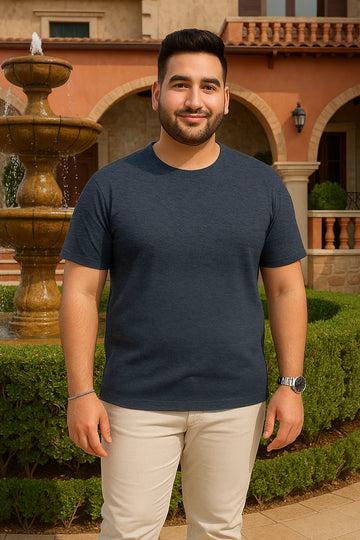 Plus Size - Navy Melange - Classic Crew