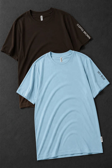 Pack 2 - Sky blue & Coffee brown - Classic Crew