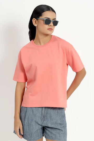 Peach,Pink Oversized T-shirt