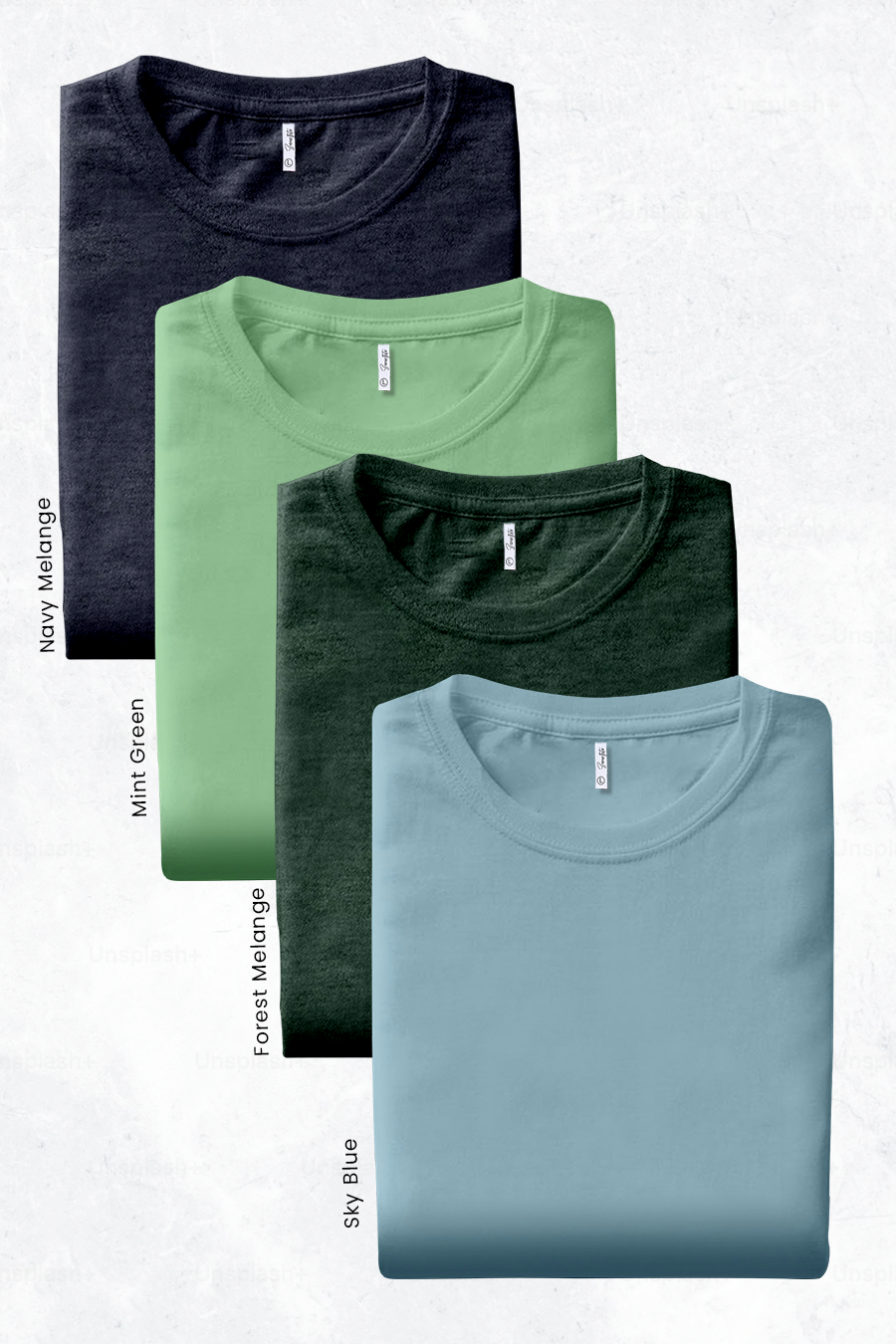 Pack 4 - Forest Melange, Mint Green, Sky Blue & Navy Melange - Classic Crew