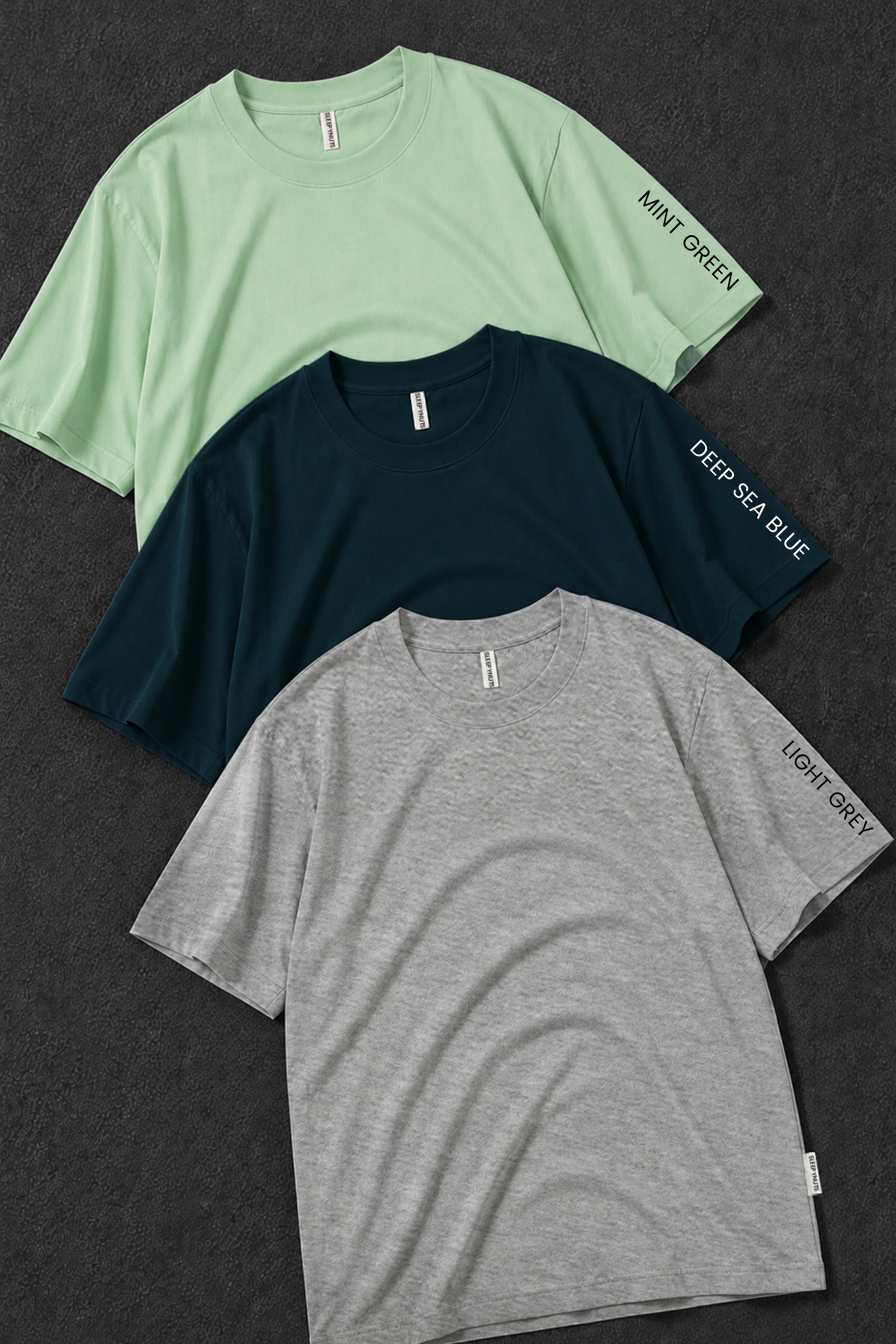 Pack 3 - Deep Sea Blue, Mint Green & Light Grey Melange - Classic Crew
