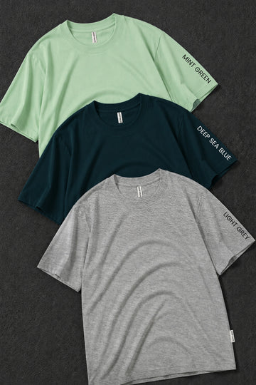 Pack 3 - Deep Sea Blue, Mint Green & Light Grey Melange - Classic Crew