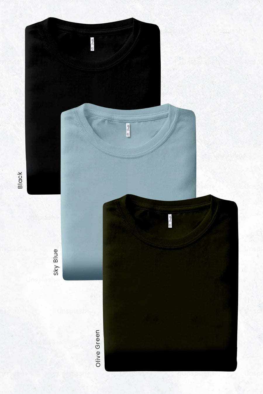 Pack 3 - Black, Sky blue & Olive - Classic Crew