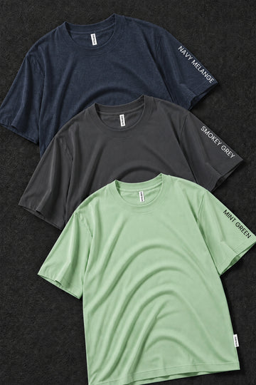 Pack 3 - Smokey Grey, Navy Melange & Mint Green - Classic Crew