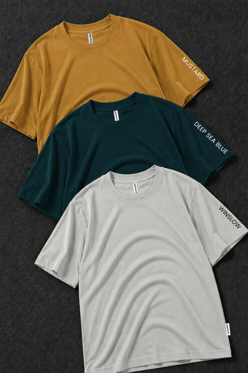 Pack 3 - Mustard, Deep Sea blue & Winslow - Classic Crew